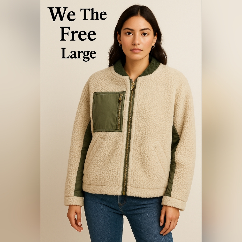 🧥We The Free People Rivington Sherpa Jacket - Olive Green - Size Large